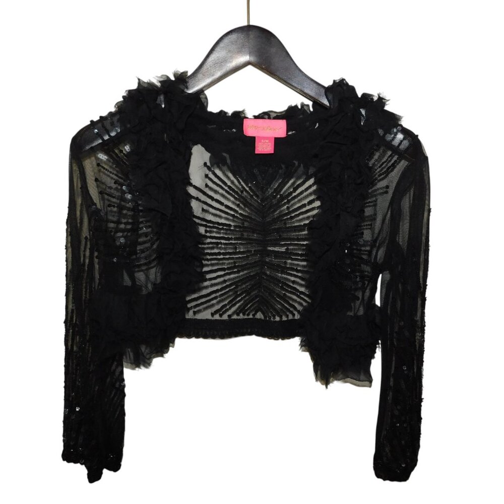 Betsey Johnson All-Over Sequin Open Front Bolero Jacket Size S/M